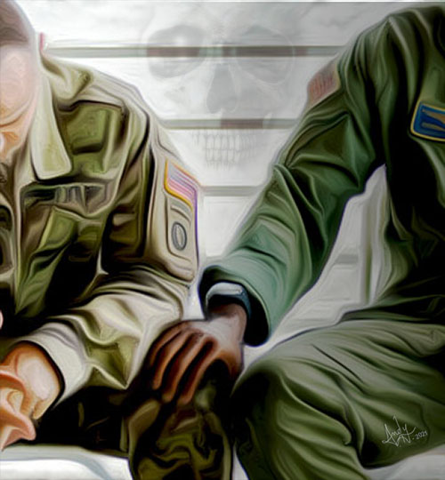 Soldier supporting another - Digital Art - Wish13