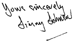 Yours sincerely, Jimmy Johnson (siganture)
